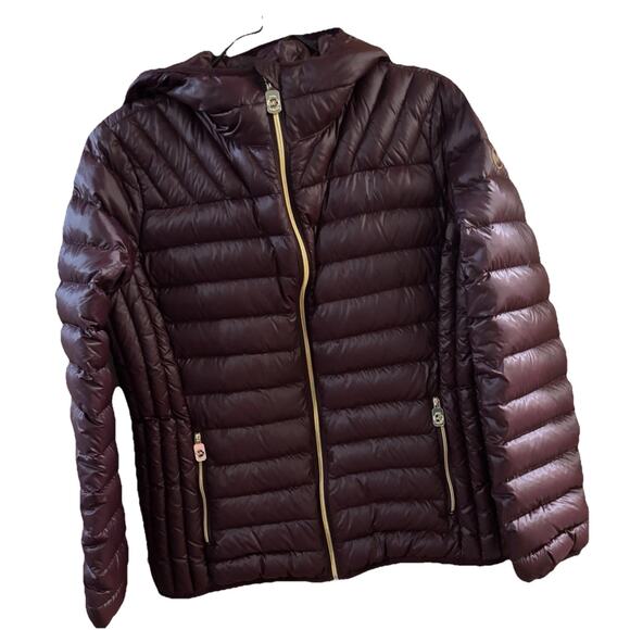 Michael Kors Women’s Packable Down Jacket Sz Lg Burgandy Winter Snow Outdoors - Picture 1 of 6